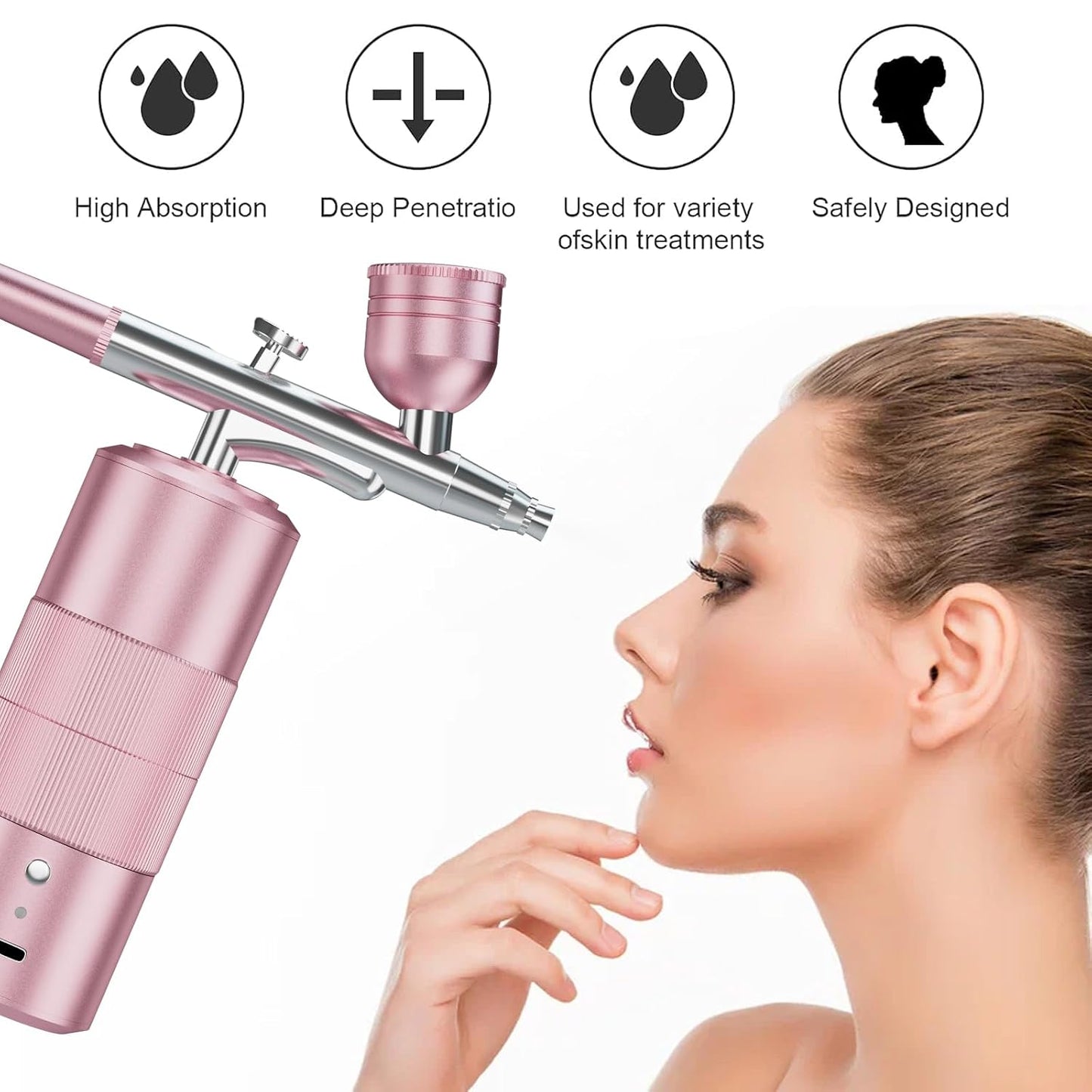 Airbrush Kit Portable Airbrush Air Brush Kit with Air Compressor Airbrush for Nails Airbrush Compressor High Pressure Nail Airbrush Machine Handheld Mini Air Brush Kit (pink)