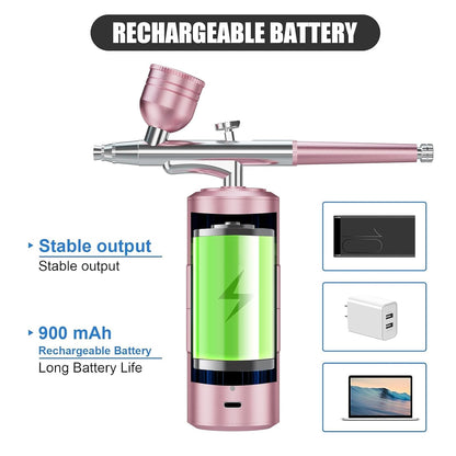 Airbrush Kit Portable Airbrush Air Brush Kit with Air Compressor Airbrush for Nails Airbrush Compressor High Pressure Nail Airbrush Machine Handheld Mini Air Brush Kit (pink)