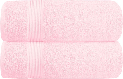 Cotton 2 Pack Oversized Bath Towel Set 28x55 inches, Large Bath Towels, Ultra Absorbant Compact Quickdry & Lightweight Towel, Ideal for Gym Travel Camp Pool - Pink