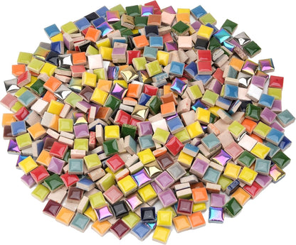 Square Mosaic Tiles for Crafts Bulk, 12mm Mini Ceramic Square Tiles for Mosaic - (300g/200 Pieces), Suitable for Home Decor and Making Art Projects - Light Pink