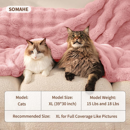 SOMAHE Soft Faux Fur Cat Blanket, Washable, Small 22x18 Soft Pink