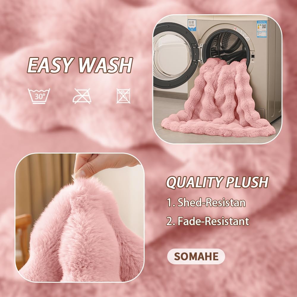 SOMAHE Soft Faux Fur Cat Blanket, Washable, Small 22x18 Soft Pink