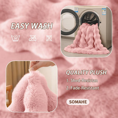SOMAHE Soft Faux Fur Cat Blanket, Washable, Small 22x18 Soft Pink