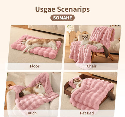 SOMAHE Soft Faux Fur Cat Blanket, Washable, Small 22x18 Soft Pink