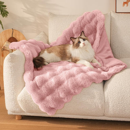 SOMAHE Soft Faux Fur Cat Blanket, Washable, Small 22x18 Soft Pink
