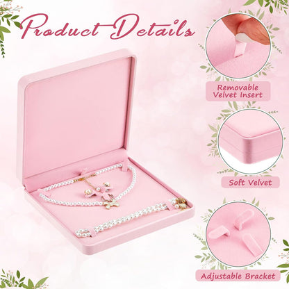 6 Pcs Jewelry Velvet Box Set, Large Necklace Gift Box for Women, Pink