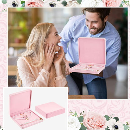 6 Pcs Jewelry Velvet Box Set, Large Necklace Gift Box for Women, Pink