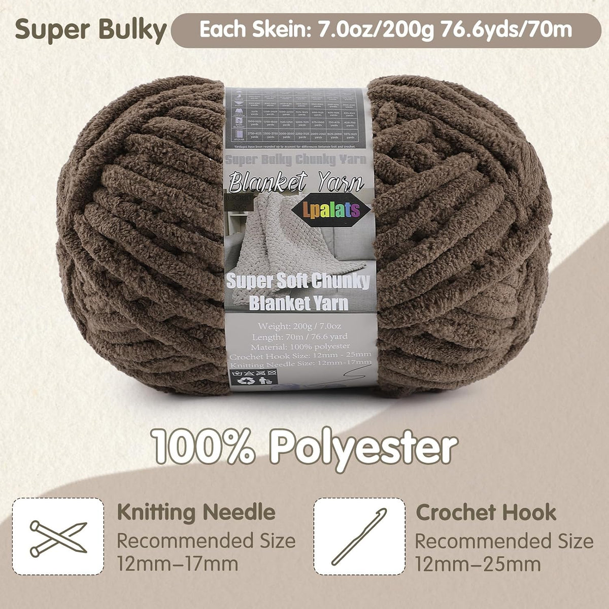 Chunky Yarn for Crocheting - Chenille Yarn for Crochet Blanket Soft