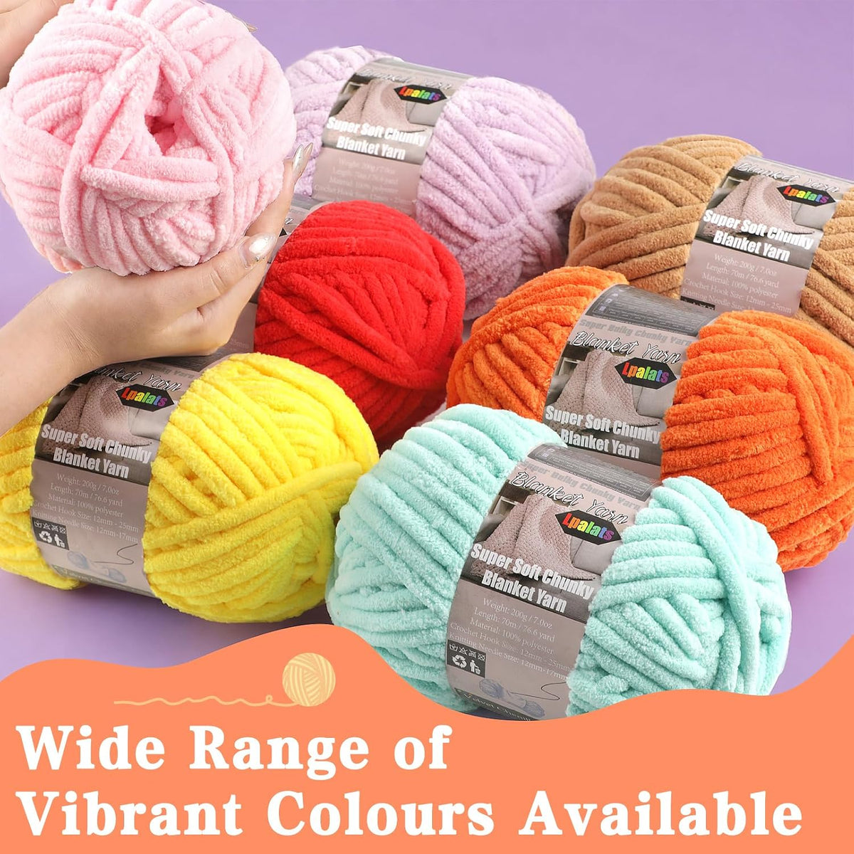 Chunky Yarn for Crocheting - Chenille Yarn for Crochet Blanket Soft