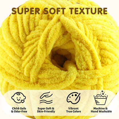 Chunky Yarn for Crocheting - Chenille Yarn for Crochet Blanket Soft