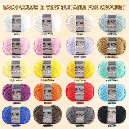 Chunky Yarn for Crocheting - Chenille Yarn for Crochet Blanket Soft