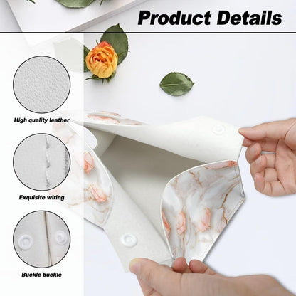 Pink Marble Heart Long PU Leather Tissue Box Cover - Classic Elegant Triangle Tissue Box Holder Decorative, Rectangle Tissue Box Holder, Tissue Holders Decorative