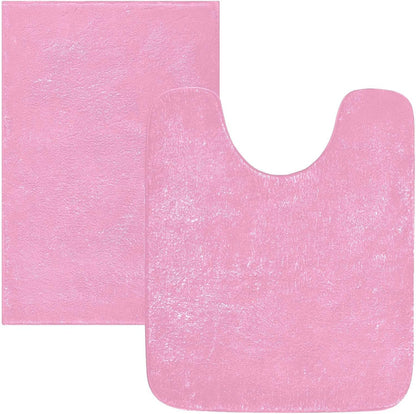 Plain Carnation Pink Solid Color Bathroom Rugs, Non Slip Dry Quickly Bath Mat, Absorbent Soft Bath Rugs for Bathroom, Toilet and Shower Floor
