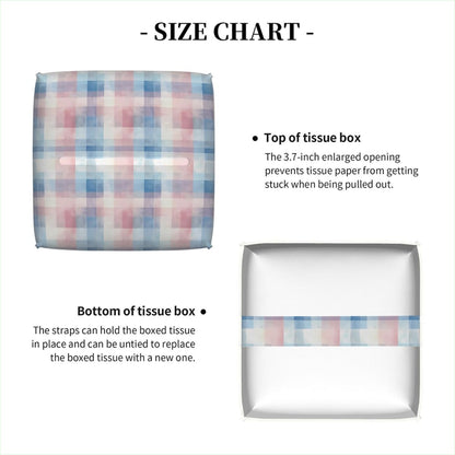 Pink Blue Checkerboard Tissue Box Cover Square Leather Waterproof Tissue Box Holder for Home Office