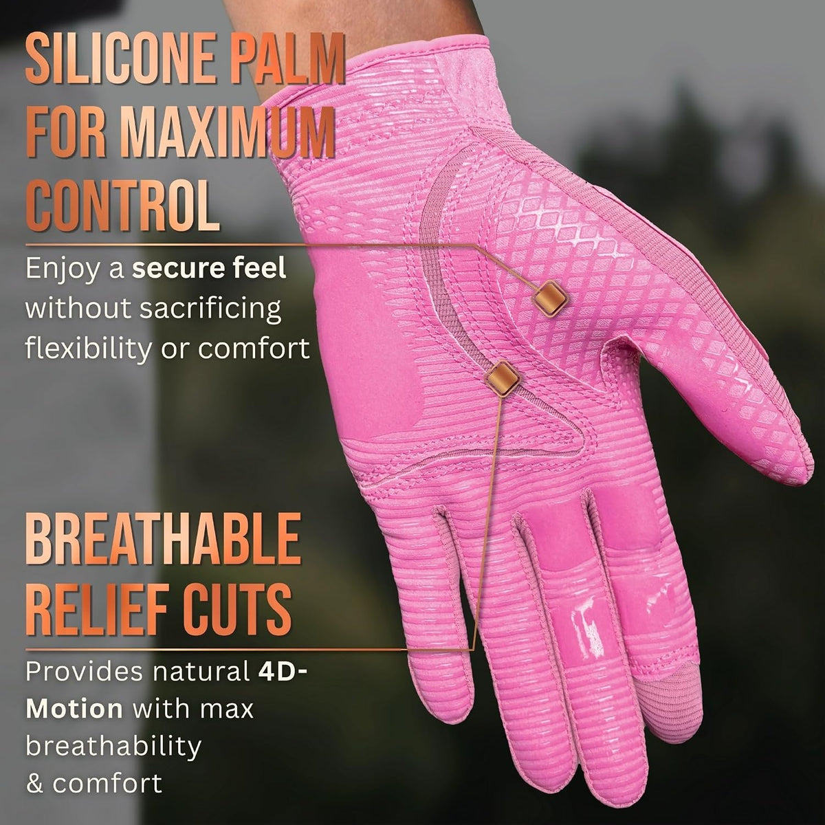 Copper Tech Plus Ladies Golf Gloves Women (2nd Gen) | Copper Compression Joint Support with Flexible & Comfortable Fit | Tacky Silicone Pad