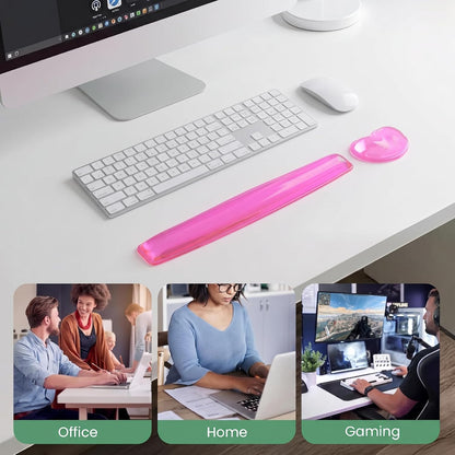 Gel Keyboard & Mouse Wrist Rest Set - Keyboard Wrist Rest Pad & Mouse Support for Office Gaming Pad Computer Laptop Ergonomic Comfortable Pain Relief-Pink Pad Set