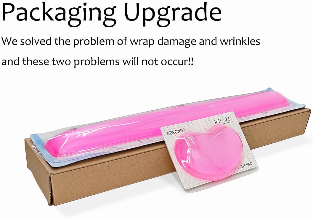 Gel Keyboard & Mouse Wrist Rest Set - Keyboard Wrist Rest Pad & Mouse Support for Office Gaming Pad Computer Laptop Ergonomic Comfortable Pain Relief-Pink Pad Set