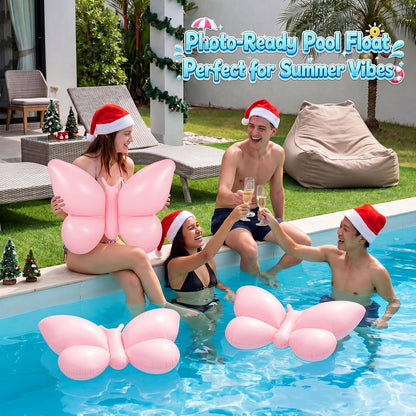 6 Pcs Inflatable Butterfly Pool Floats with Pump, Pink