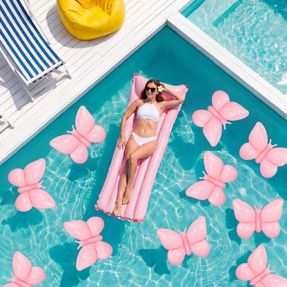 6 Pcs Inflatable Butterfly Pool Floats with Pump, Pink