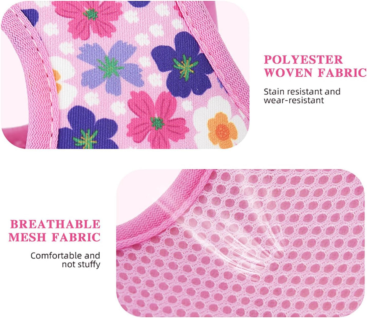 Small Dog Harness Cute Pink Flowers Step in Vest Harness