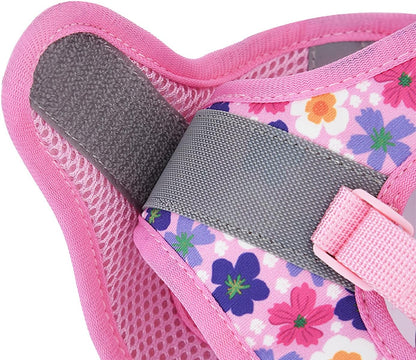 Small Dog Harness Cute Pink Flowers Step in Vest Harness