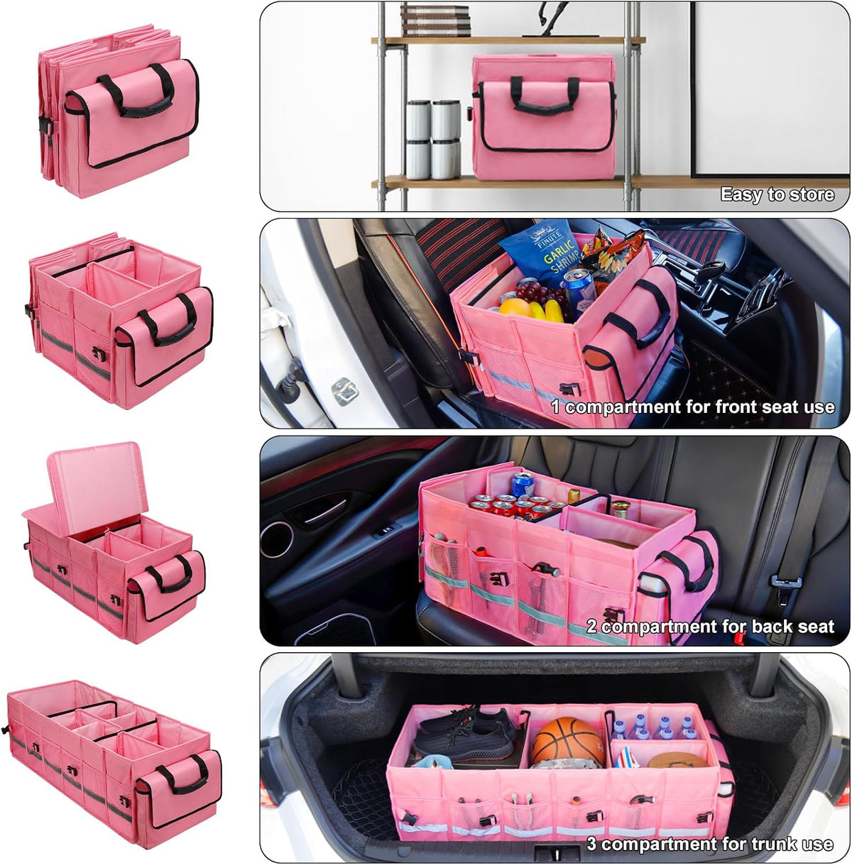 Car Trunk Organizer and Storage for Car, SUV & Sedan, Large