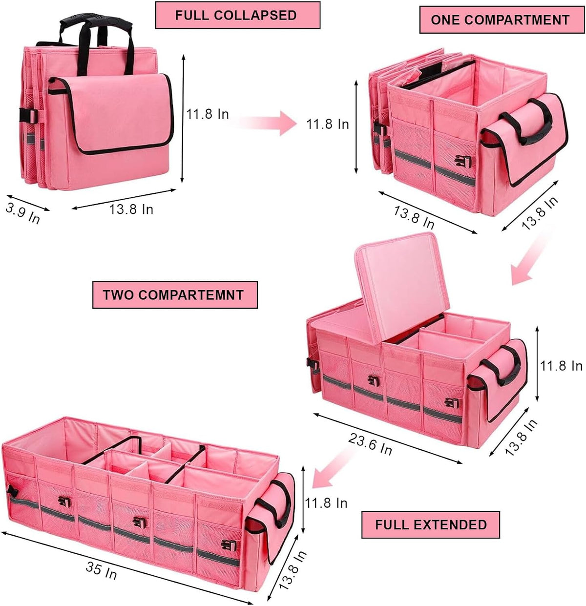 Car Trunk Organizer and Storage for Car, SUV & Sedan, Large