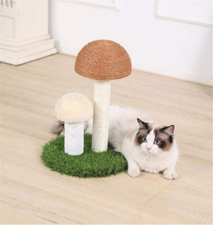 Cat Scratching Post Mushrooms Scratching Post Simulated Lawn Cat Climbing Frame Sisal Cat Scratcher Kittens Toy Home Furniture Protection Pink