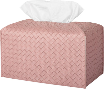 Tissue Box Cover Rectangle Leather Facial Paper Holder, Pink