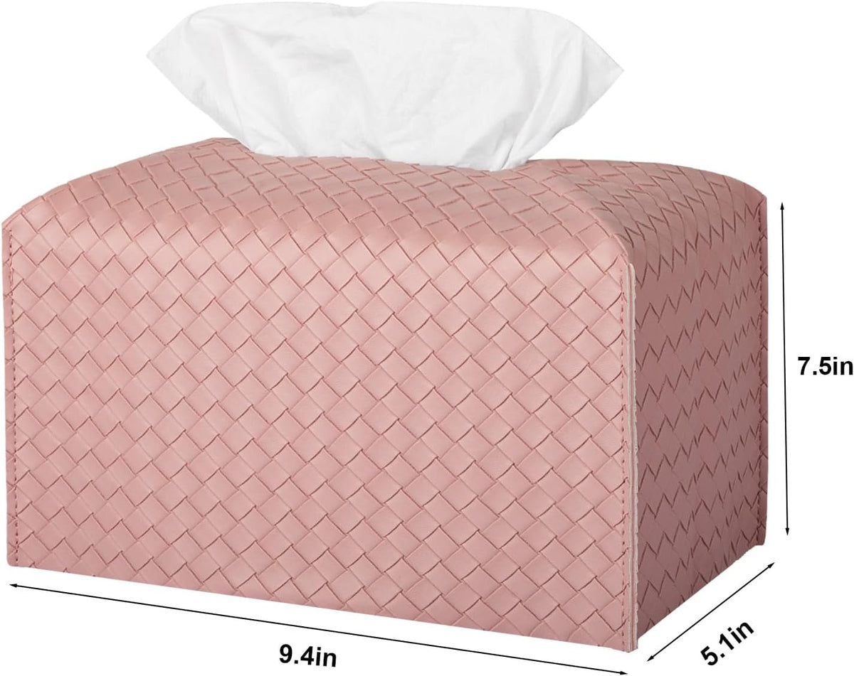 Tissue Box Cover Rectangle Leather Facial Paper Holder, Pink