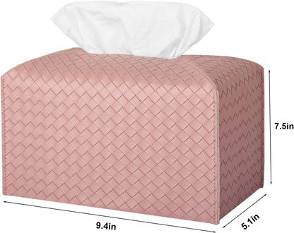 Tissue Box Cover Rectangle Leather Facial Paper Holder, Pink