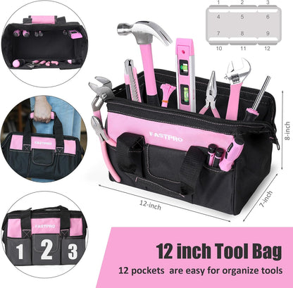 215-Piece Pink Tool Set, Home Repairing Tool Set with Bag, Pink