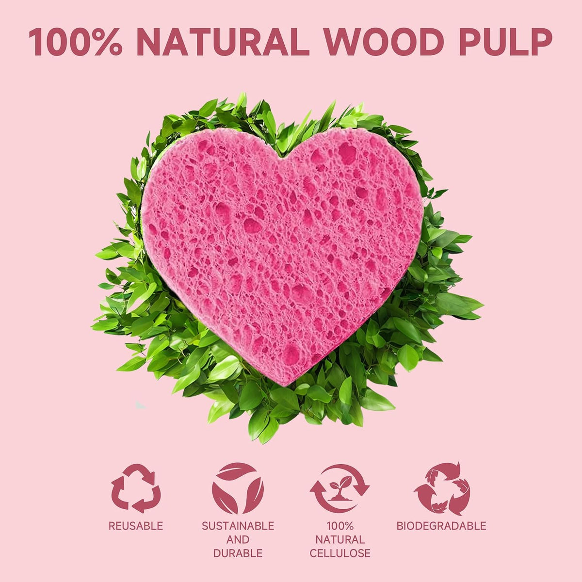 100 Count Compressed Facial Sponges 100% Natural Cellulose Eco-Friendly Makeup Sponges for Gentle Cleansing, Exfoliating & Stubborn Makeup Removal Travel for Women (pink)