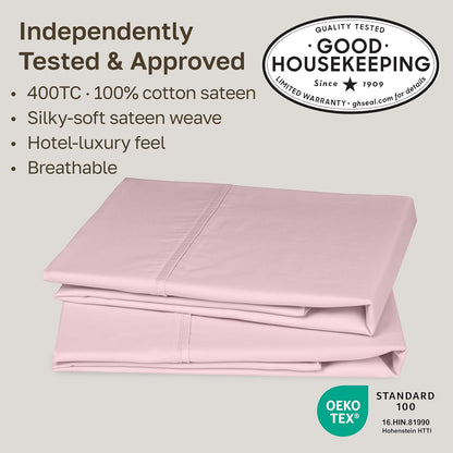 2-Pack Pillowcases Standard Size, 100% Cotton Sateen