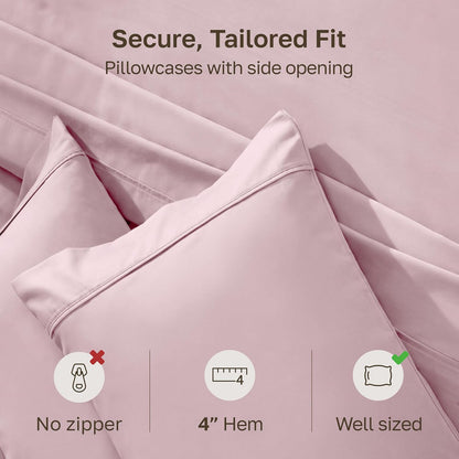 2-Pack Pillowcases Standard Size, 100% Cotton Sateen