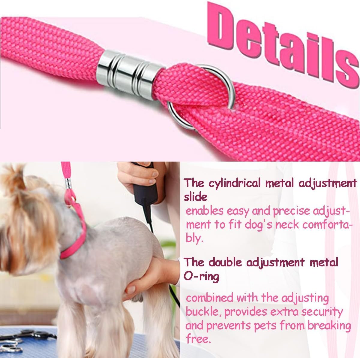 MANON ROSA Pet Grooming Loops - 3Pcs Adjustable Nylon Ropes for Dog & Cat Safety Hands-Free Bathing Tethers, Pet Drying, Washing Supplies for Groomers' Tables