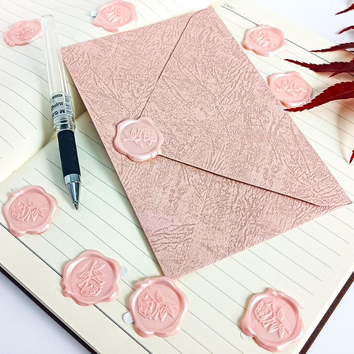 Pollize 25Pcs Rose Wax Seal Stickers, Wedding Invitation Envelope Stickers