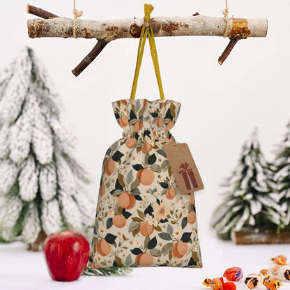 Peaches (1) Print Christmas Drawstring Gift Bags, Reusable Candy Treat Bags For Holiday Birthday Party
