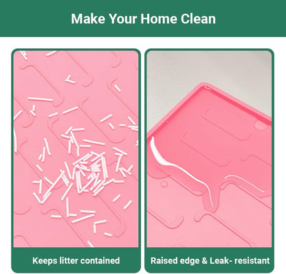 Cat Litter Mat, Large 32'' x 24'' Silicone Litter Box Mat for Litter Trapping, Waterproof, Non-Slip, Easy to Clean, Pink