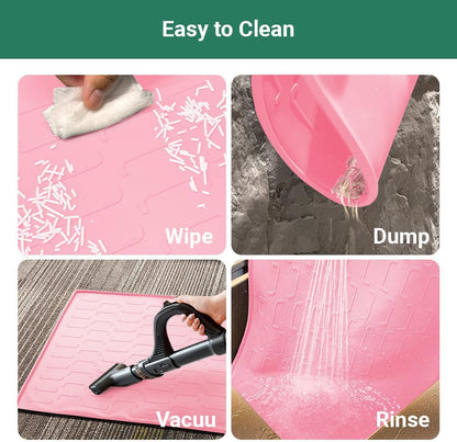 Cat Litter Mat, Large 32'' x 24'' Silicone Litter Box Mat for Litter Trapping, Waterproof, Non-Slip, Easy to Clean, Pink