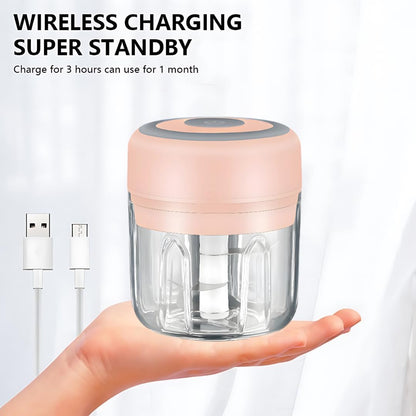 Electric Baby Food Maker & Garlic Chopper, USB Rechargeable Mini Processor, Easy Clean Design, 250ML (Pink)