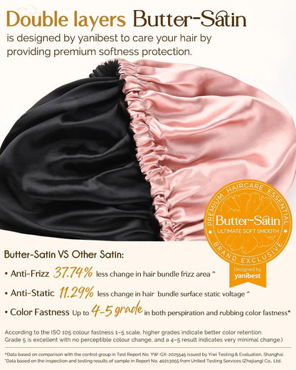 Adjustable Satin Bonnet Double Layer Hair Bonnet for Sleeping Bonnets for Women Hats Curly Natural Hair, Blush Pink