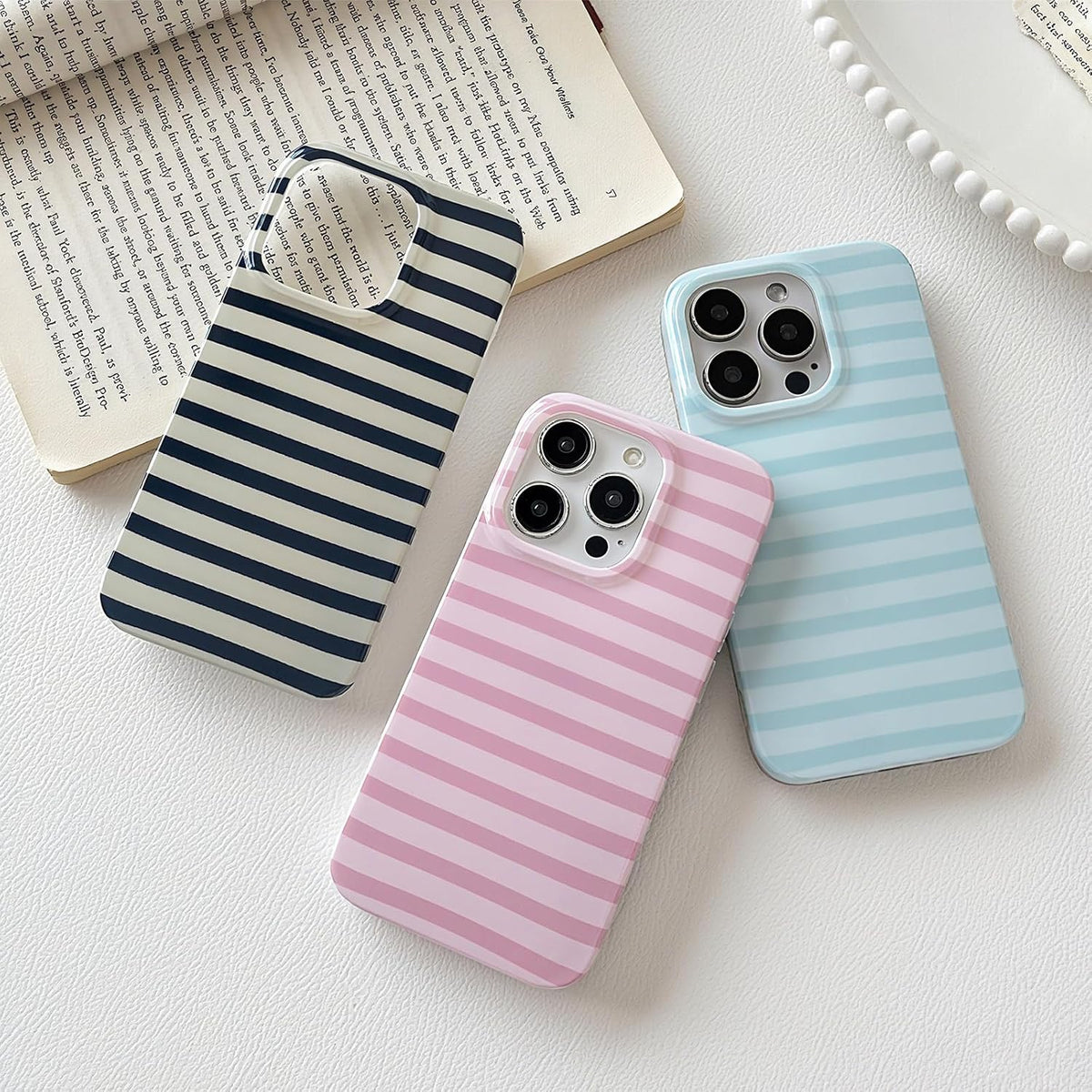 Cute Vertical Striped Case for iPhone 15 Pro Max,Pink