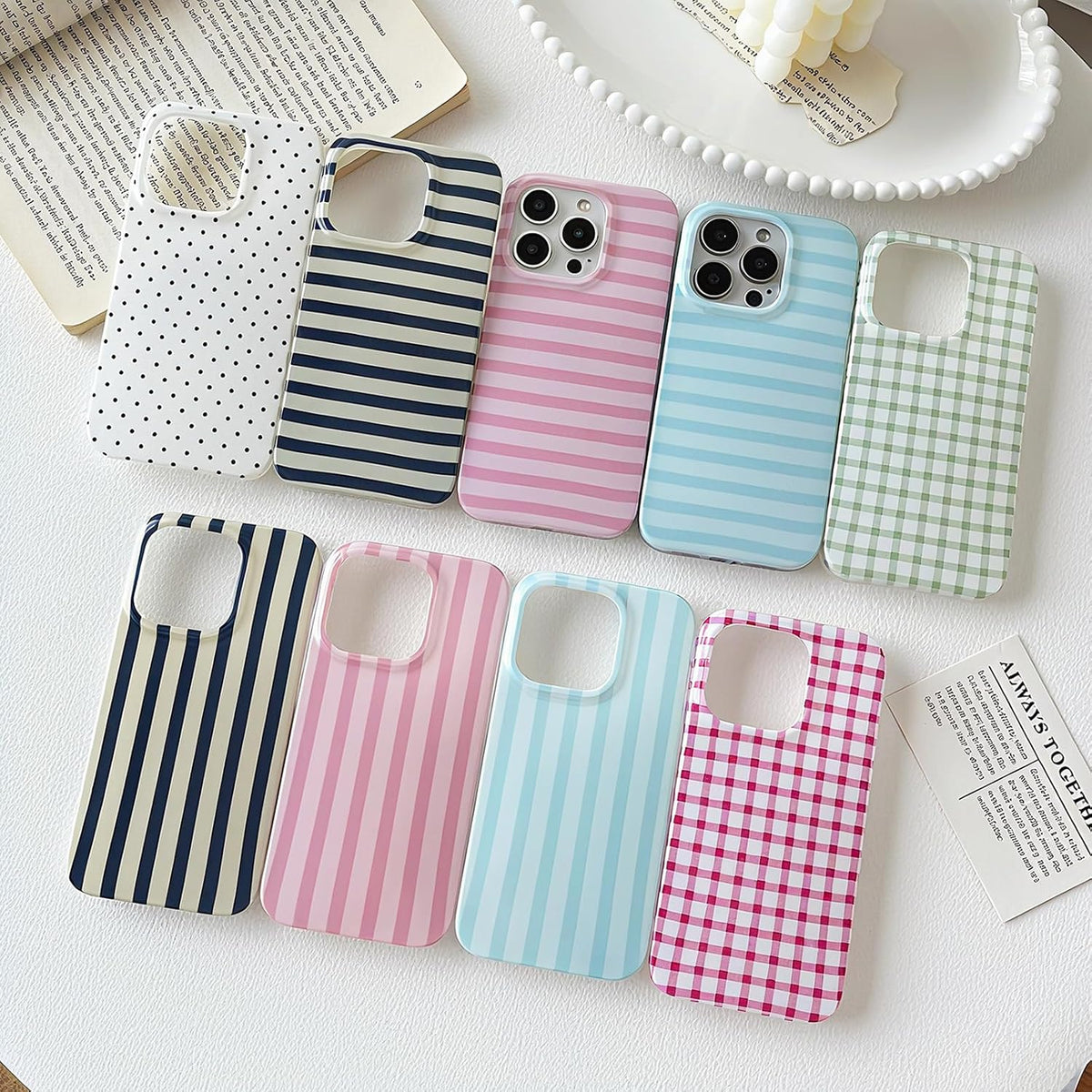 Cute Vertical Striped Case for iPhone 15 Pro Max,Pink
