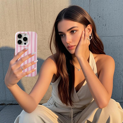 Cute Vertical Striped Case for iPhone 15 Pro Max,Pink