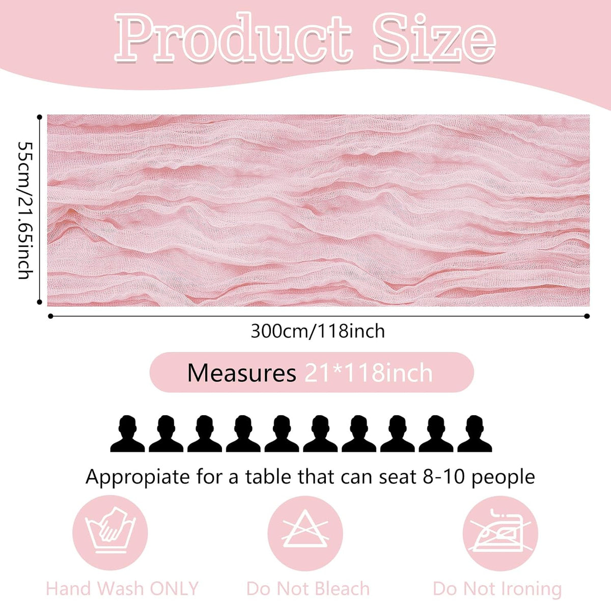 6 Pack Cheesecloth Table Runner 20 x 120 Inch Pink Boho Gauze Cheese Cloth Table Runners 10 FT Long Rustic Sheer Table Decorations for Wedding Party Baby Bridal Shower Birthday Holiday Home