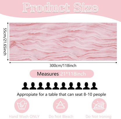 6 Pack Cheesecloth Table Runner 20 x 120 Inch Pink Boho Gauze Cheese Cloth Table Runners 10 FT Long Rustic Sheer Table Decorations for Wedding Party Baby Bridal Shower Birthday Holiday Home