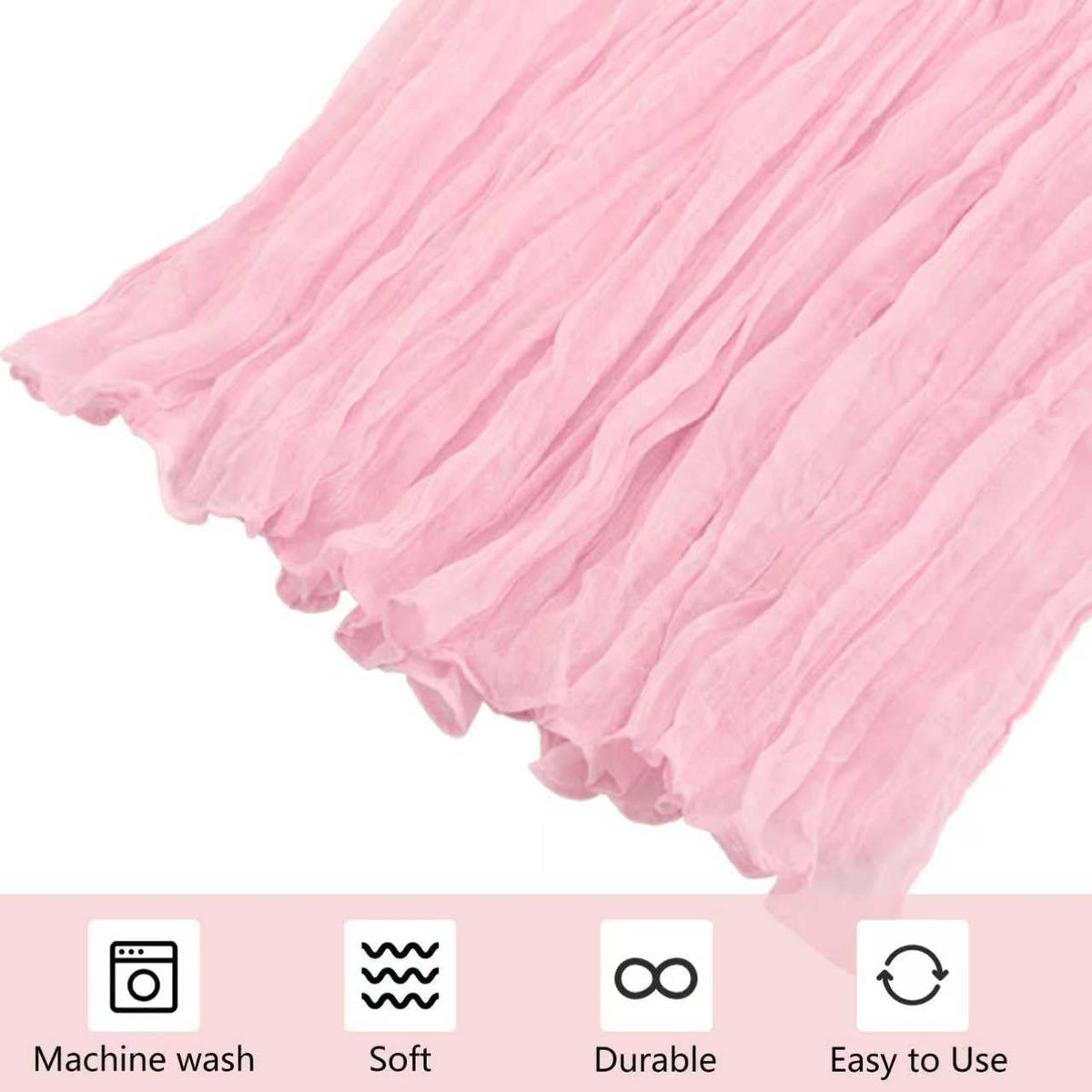 6 Pack Cheesecloth Table Runner 20 x 120 Inch Pink Boho Gauze Cheese Cloth Table Runners 10 FT Long Rustic Sheer Table Decorations for Wedding Party Baby Bridal Shower Birthday Holiday Home