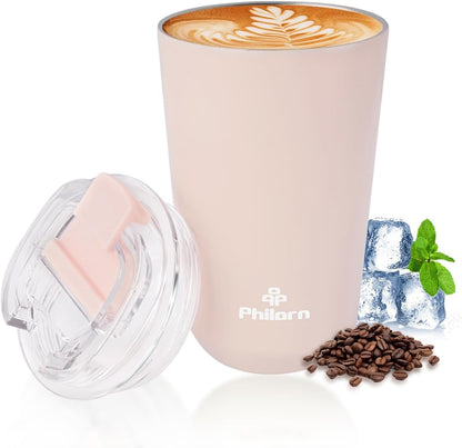 Pink Coffee Tumbler - 12 OZ Insulated Coffee Mug With Lid