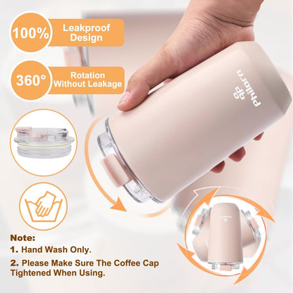Pink Coffee Tumbler - 12 OZ Insulated Coffee Mug With Lid